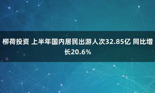 柳荷投资 上半年国内居民出游人次32.85亿 同比增长20.6%