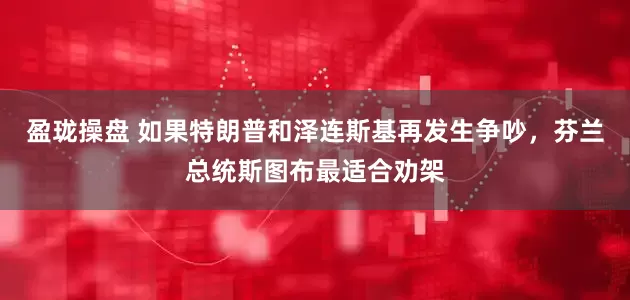 盈珑操盘 如果特朗普和泽连斯基再发生争吵，芬兰总统斯图布最适合劝架