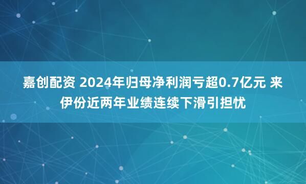 嘉创配资 2024年归母净利润亏超0.7亿元 来伊份近两年业绩连续下滑引担忧